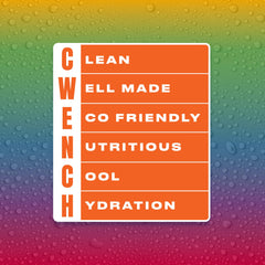 CWENCH Hydration Rainbow Swirl in a gym bag for workouts and travel.