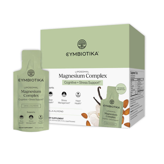 CYMBIOTIKA liposomal magnesium bottle for daily relaxation.
