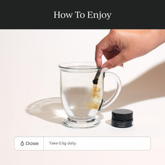 CYMBIOTIKA Shilajit resin dissolving in warm water for a simple ritual