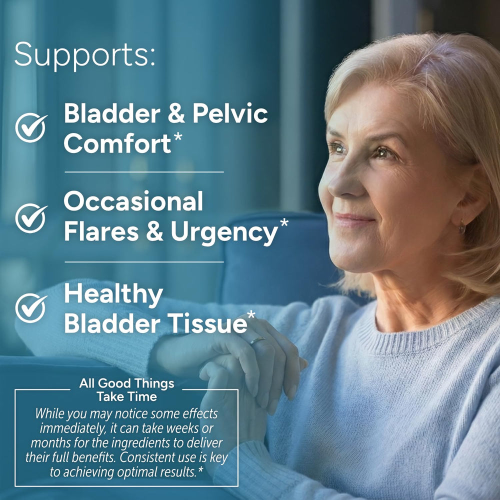 CystoMend packaging displays 180 capsules for extended bladder wellness