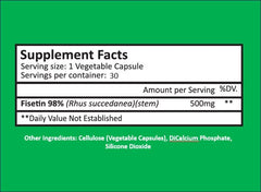 CYTOLYFE Fisetin 500mg capsules closeup highlights precise dosage for consistent daily use.