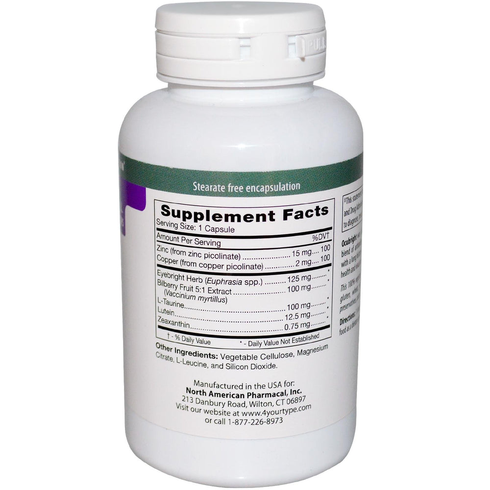 Close-up of Ocubright label emphasizing personalized nutrition for eye health.