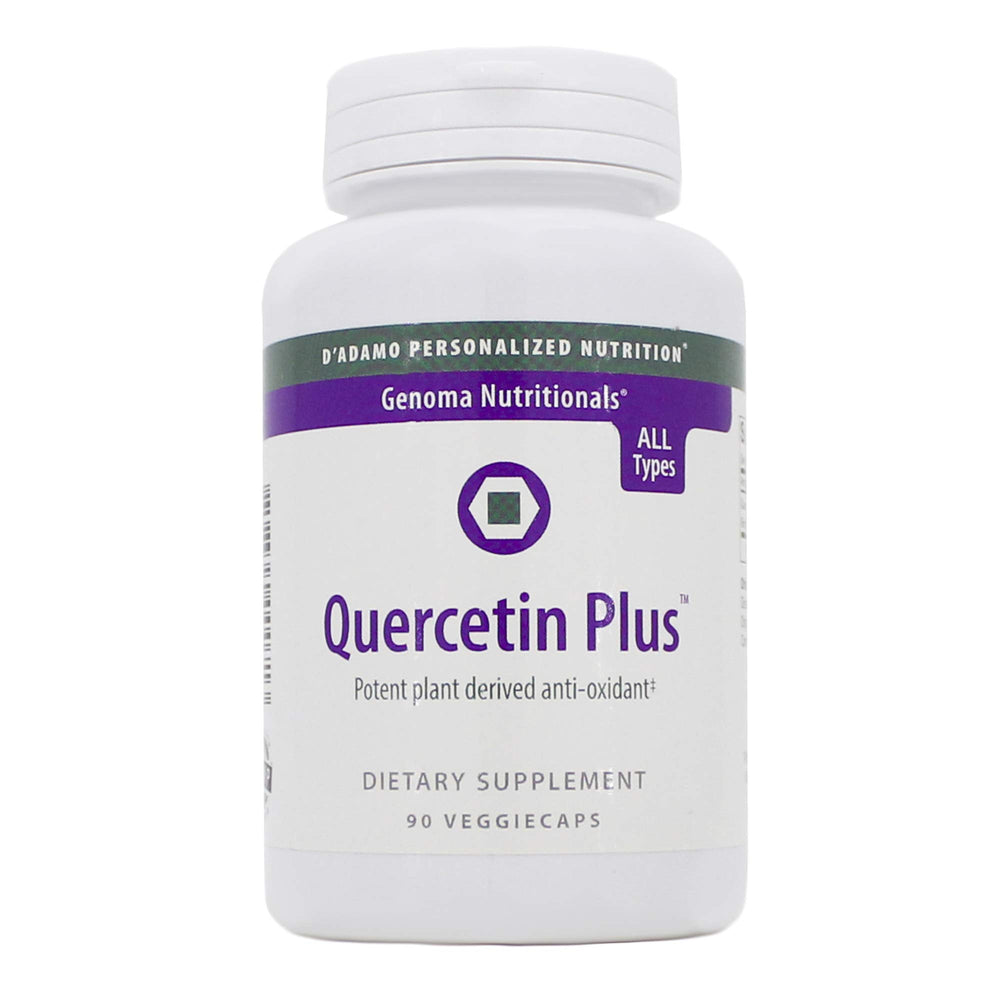 D'Adamo Quercetin Plus bottle side view highlighting convenient daily capsules for antioxidant support