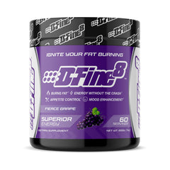 D-Fine8 thermogenic pre-workout powder tub for energy boost