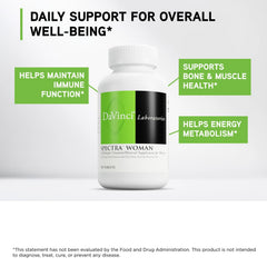 Davinci Labs Spectra Woman label shows vitamins and minerals for women's needs.