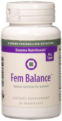 D'Adamo Fembalance bottle on a kitchen counter, a convenient daily multivitamin for women.