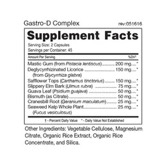 D'Adamo Gastro-D Complex bottle showing herbal formula for digestive comfort.