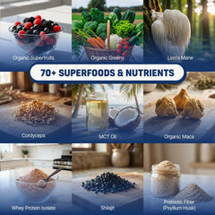 DADFUEL ingredient panel shows maca, lion’s mane, and other superfoods.