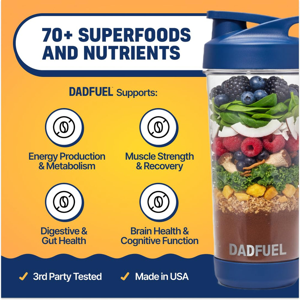 DADFUEL superfoods ingredients pack features maca, shilajit, and cordyceps.