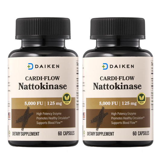 DAIKEN Nattokinase bottle showing high-potency capsules for daily support.