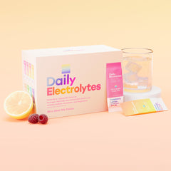 Daily Electrolytes Jumbo Sticks box with on-the-go setup