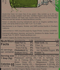 Daily Green Boost label close-up highlighting organic, raw ingredients.