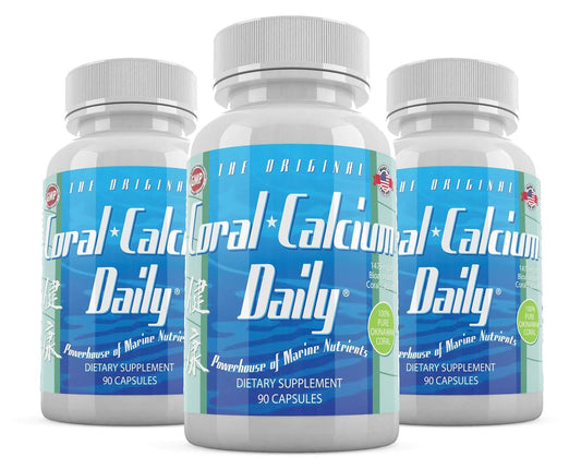 Daily Health Okinawa Coral Calcium bottle front view for daily bone-support.