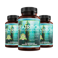 Daily Health Seatrition bottle close-up with capsules for thyroid support