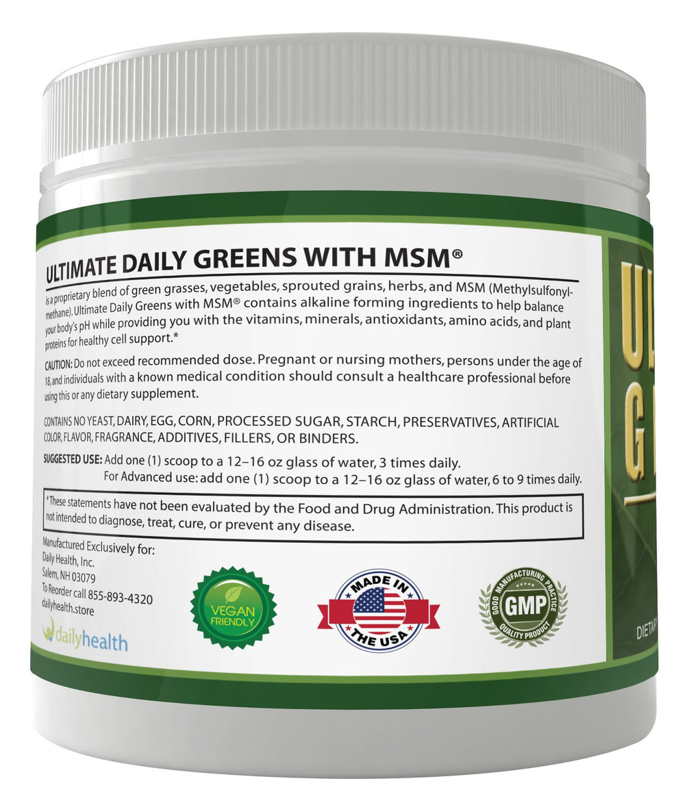 Daily Health Ultimate Greens daily routine setup, encourages regular veggie intake.