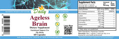 Ageless Brain capsules close-up showing methylfolate and B12 for daily support.