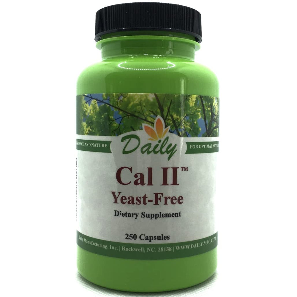 Daily Manufacturing Cal II Yeast Free bottle showing a high calcium supplement