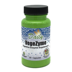 Daily Manufacturing VegeZyme bottle cap image for digestion-friendly vegan enzyme