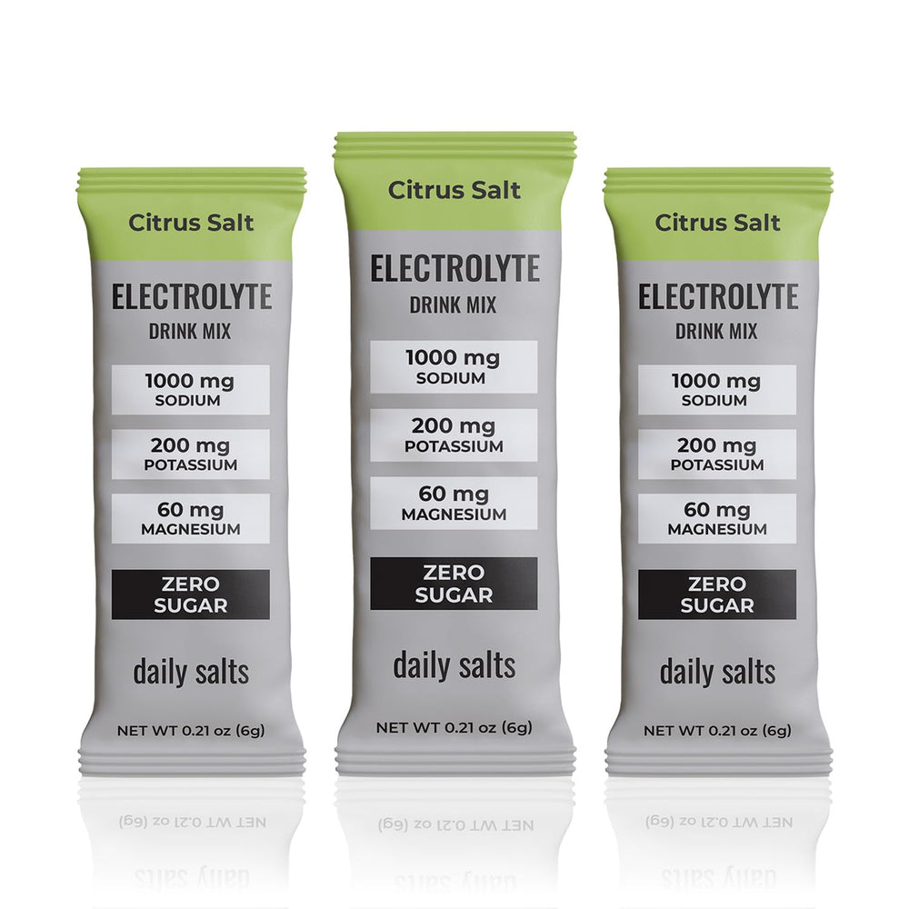 Daily Salts electrolyte stick packet for on-the-go hydration and easy mixing.