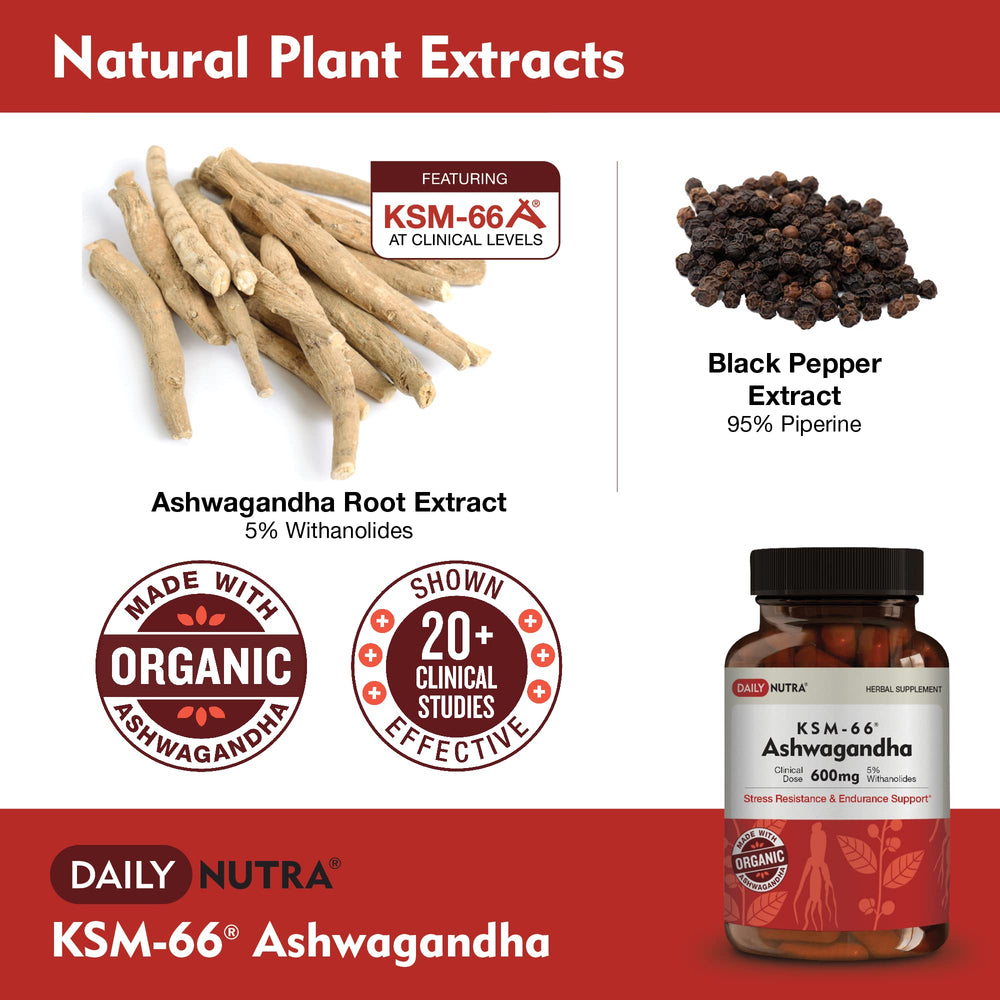 Front label of DailyNutra KSM-66 with 5% Withanolides visible