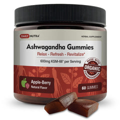 DailyNutra KSM-66 Ashwagandha Gummies bottle packaging promotes calm focus.