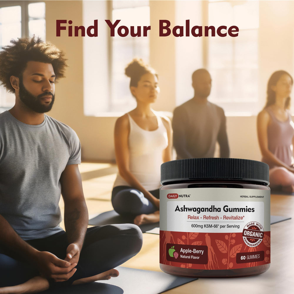 Lifestyle image shows DailyNutra gummies as part of a daily routine.