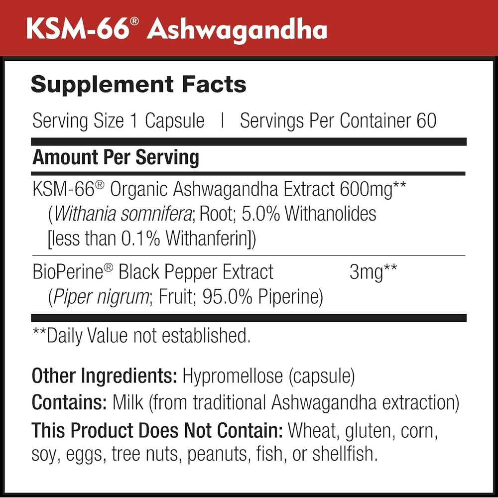 DailyNutra KSM-66 label detail notes 5% Withanolides potency.