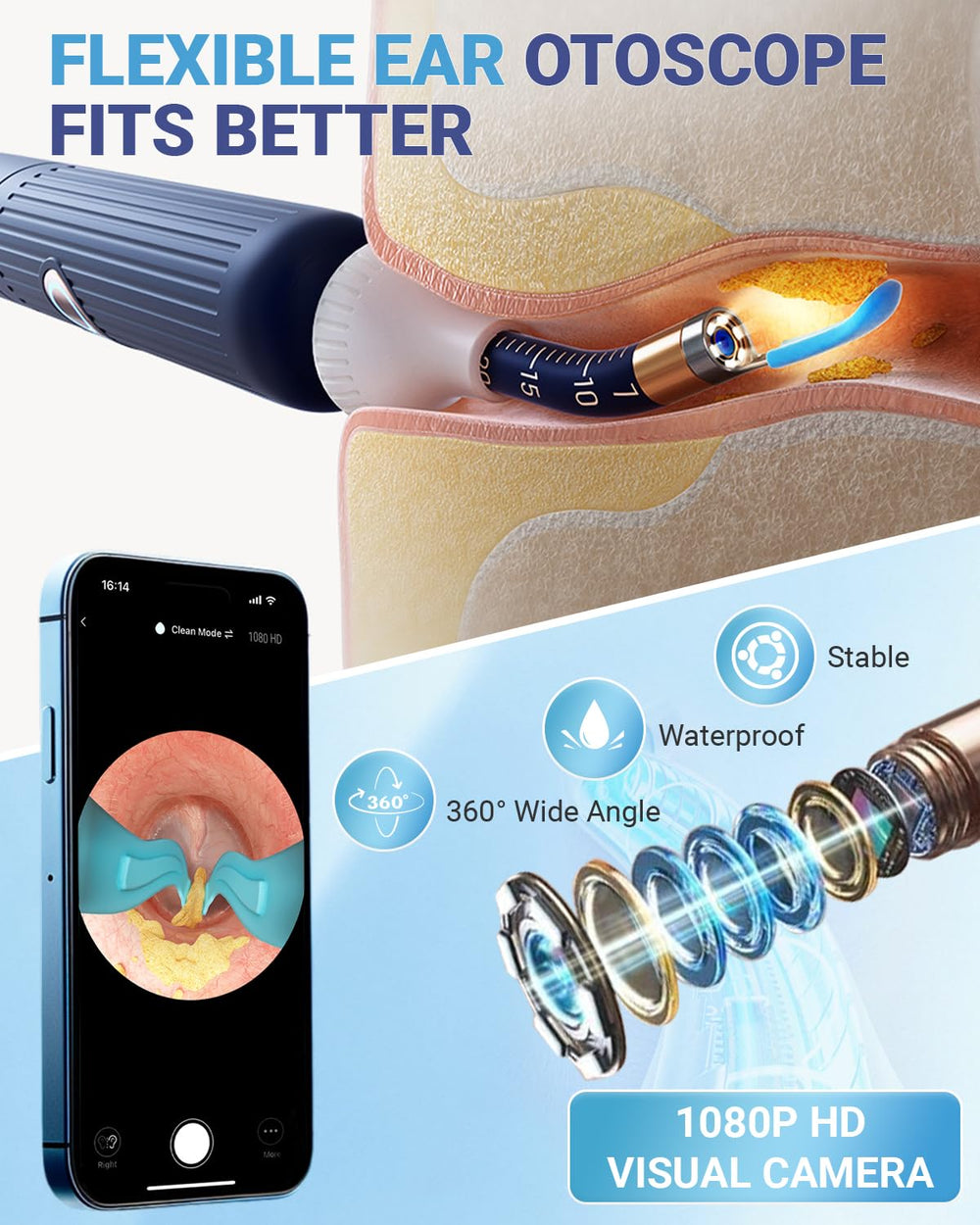 DailySee 1080p HD ear canal-view reveals debris clearly