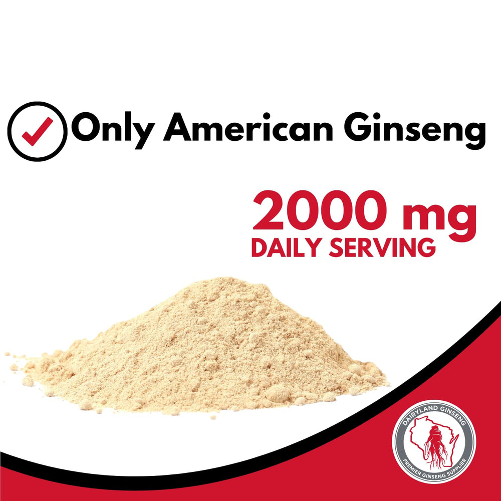 Dairyland American Ginseng Powder jar with scoop for precise servings