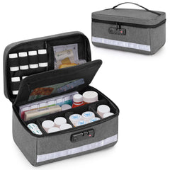 Damero locking pill organizer with dividers, top view, modular storage for pills