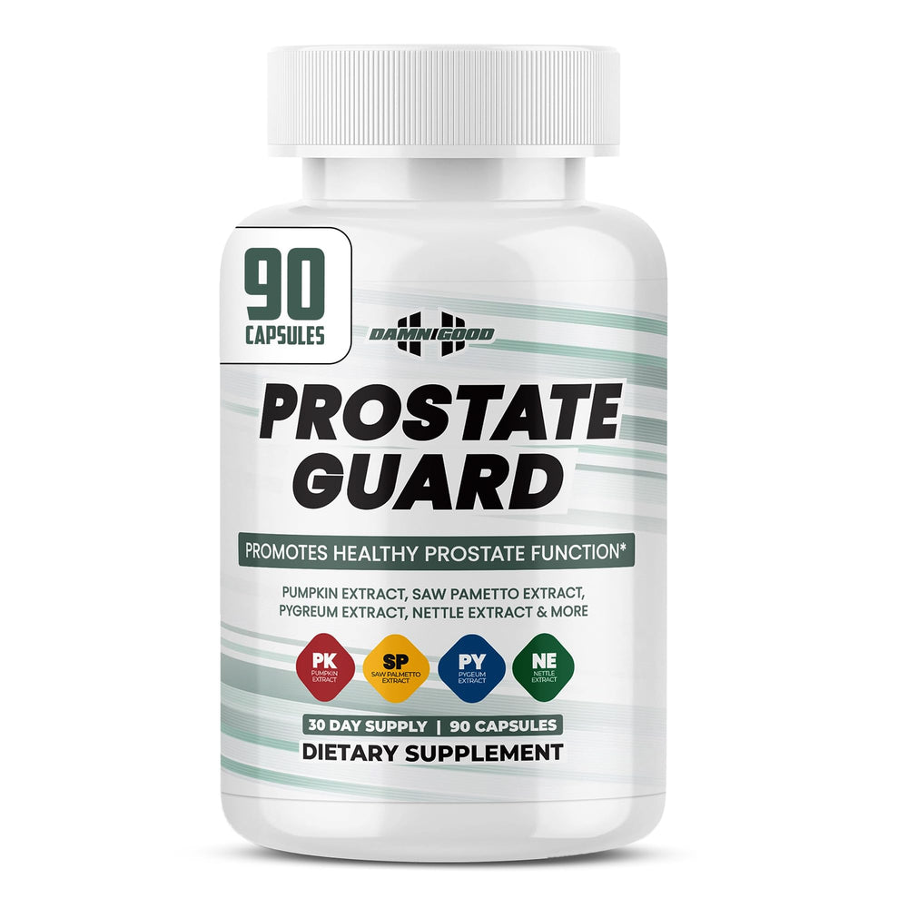 DAMN GOOD Hodge Twins Prostate Guard bottle front view supports a calmer nightly routine.