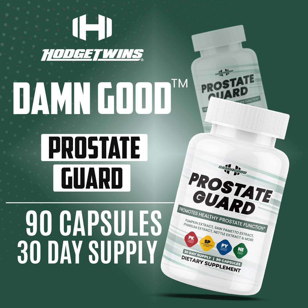 DAMN GOOD Hodge Twins Prostate Guard capsules close-up for daily use.