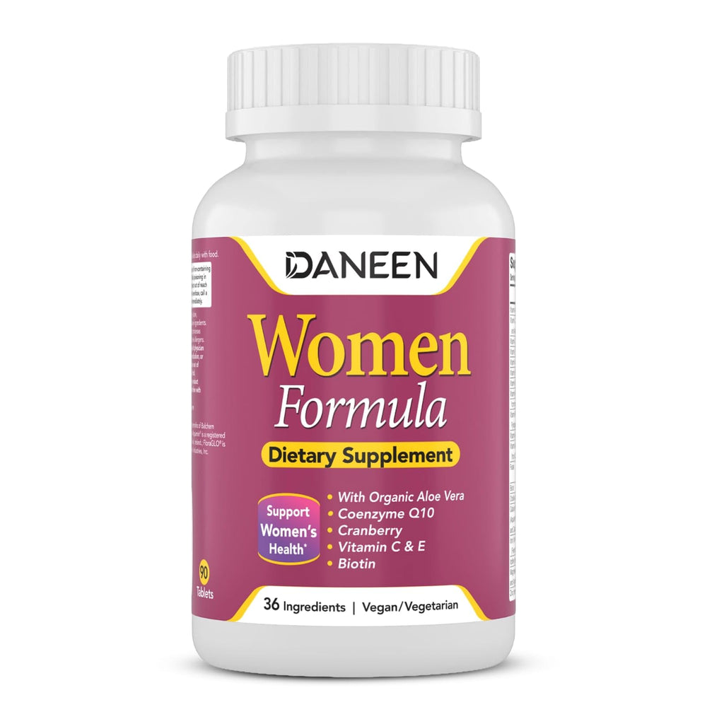 DANEEN daily multivitamin for women bottle promotes daily energy and balanced wellness.