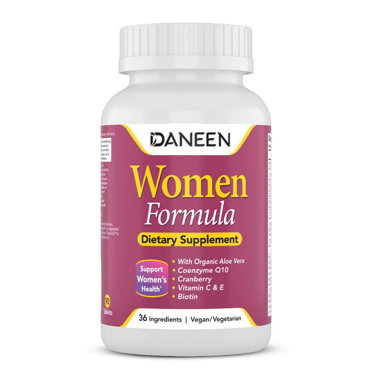 DANEEN daily multivitamin for women bottle promotes daily energy and balanced wellness.