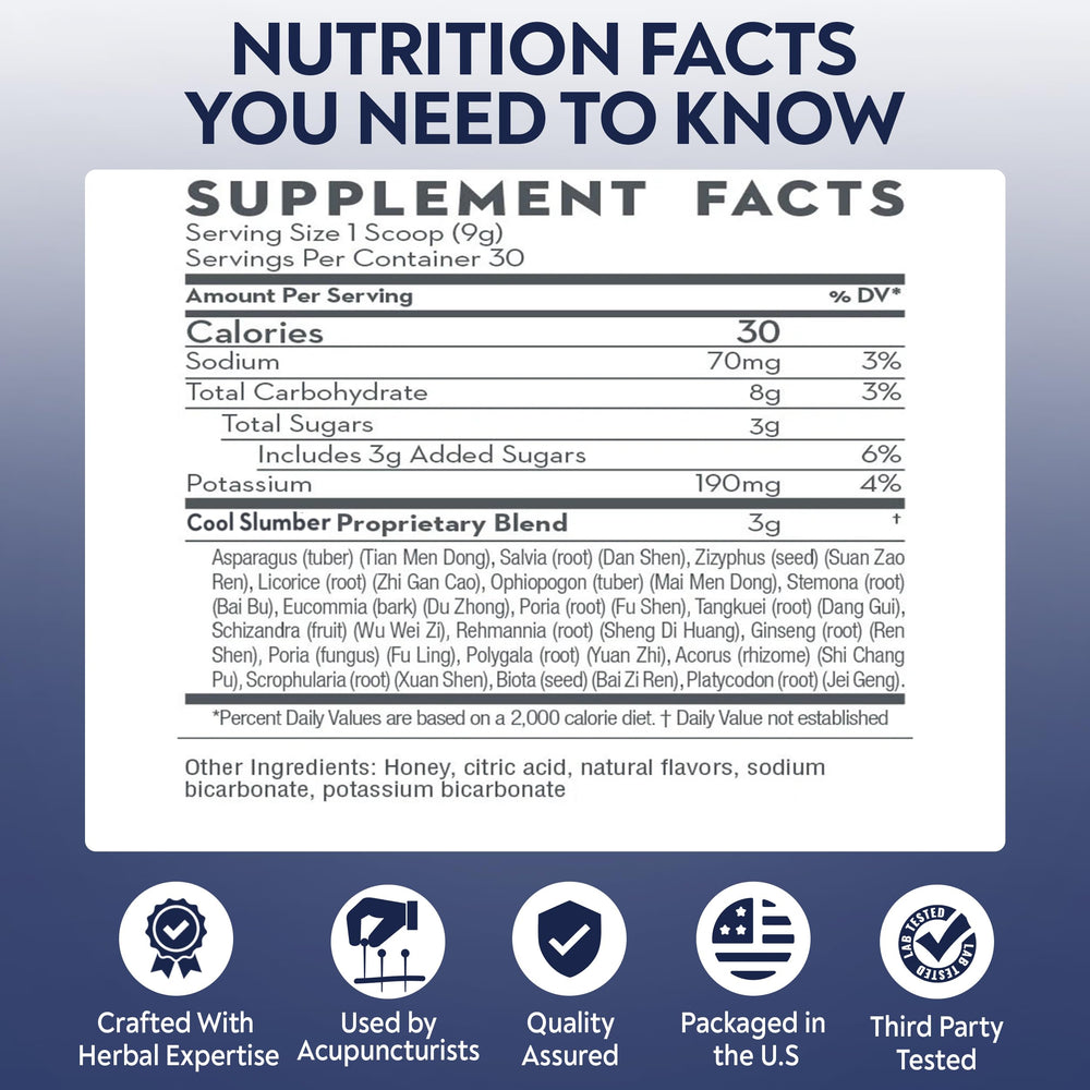 DAO Labs Cool Slumber ingredients label informs about herbal blend.