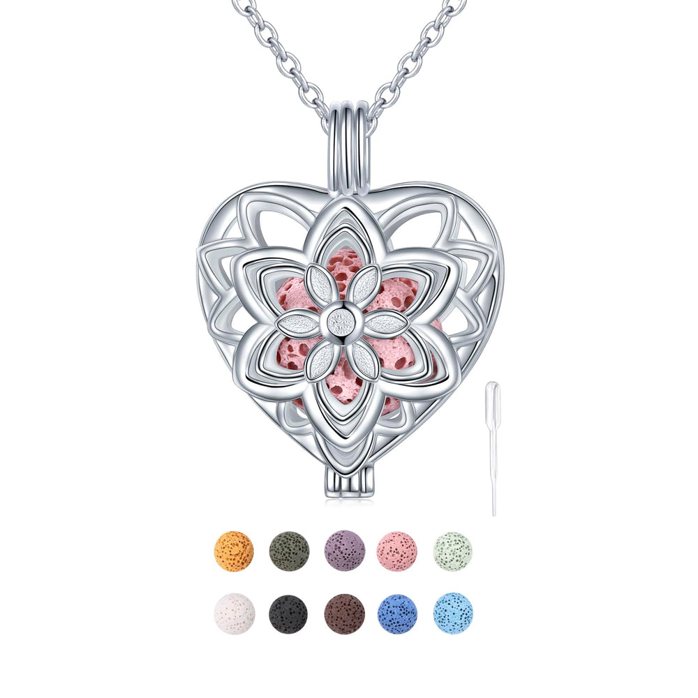 DaoChong S925 love heart flower diffuser pendant for subtle aroma wear.