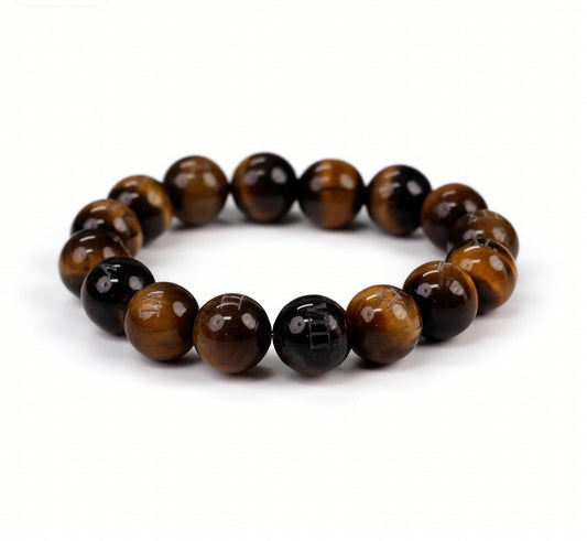 Dare to Mystic tiger's eye bracelet close-up shows tactile beads for grounding.