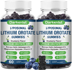 Darkenlst liposomal lithium gummy bottle front showing mood balance potential.