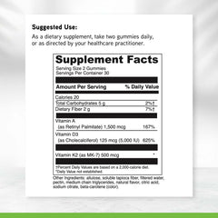 Davinci ADK Gummies nutrition facts panel for serving size.