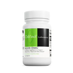 DAVINCI Aller-DMG bottle front highlighting immune and respiratory support potential.