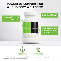 DAVINCI label detail shows curcumin with Bioperine for potential absorption