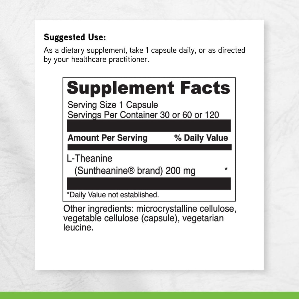DaVinci L-Theanine ingredients panel featuring Suntheanine.