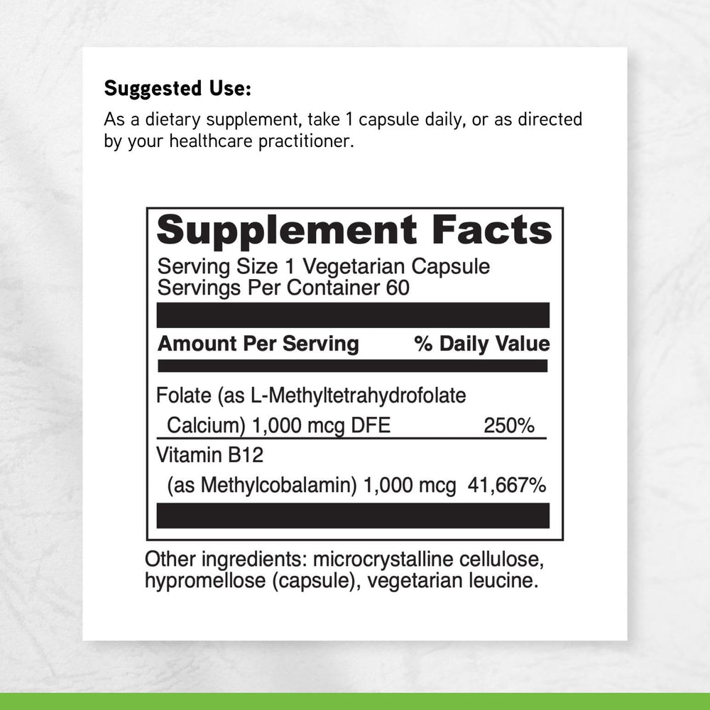 DaVinci Labs 5-MTHF/B12 MC 2000 health infographic highlighting heart and brain support