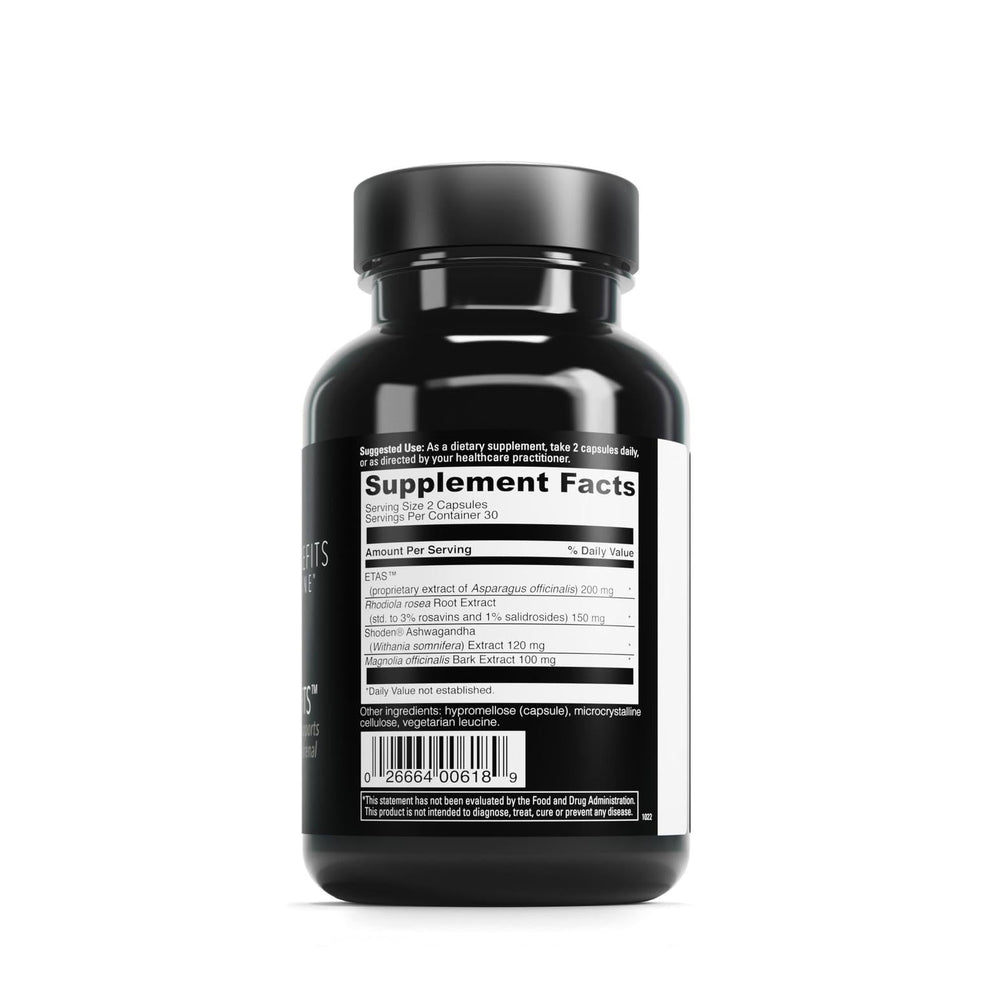 DaVinci Labs Cortisol Benefits label nutrition details including key ingredients.