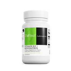 Davinci Vitamin K2 & Resveratrol bottle front for bone and heart support