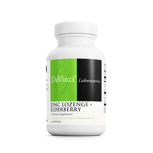 DAVINCI zinc lozenge elderberry lemon 60 lozenges in bottle for immune support