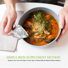 Daxiongmao Iron Fish being dispensed into water to enrich beverages and broths.