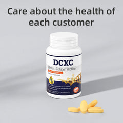 DCXC Biotin Collagen Tablets label detail showing 10000 mcg biotin