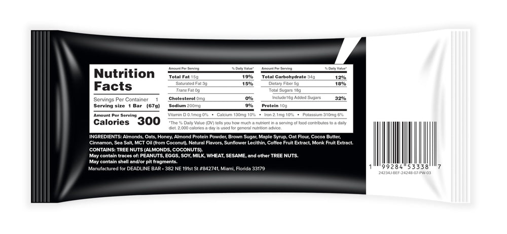 Deadline Bar caffeine energy boost close-up from 100 mg caffeine