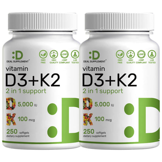 DEAL SUPPLEMENT D3K2 softgels bottle for daily bone and immune support